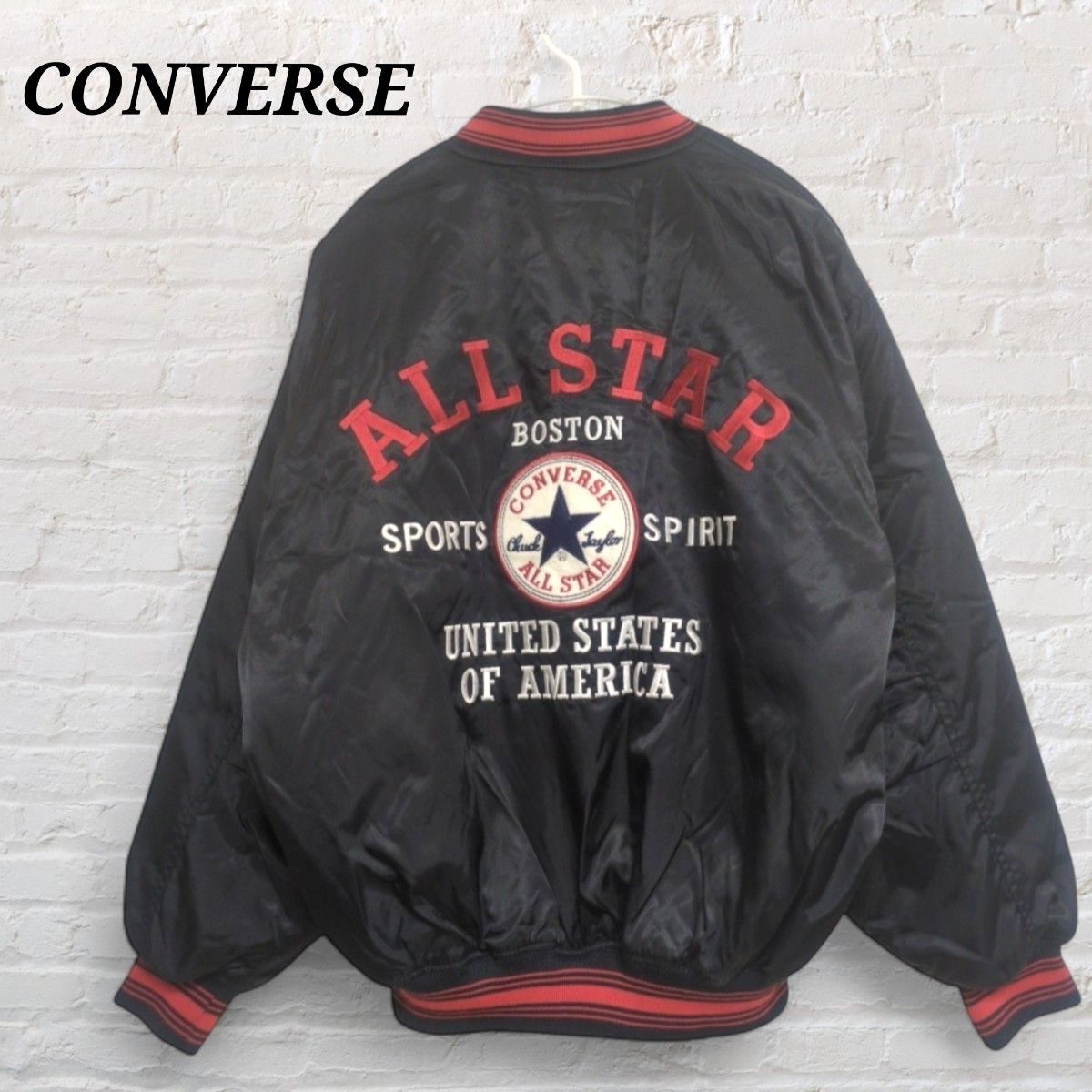 CONVERSE ALL STAR コンバース 90s スタジャン M 刺繍 ロゴ MA1 黒