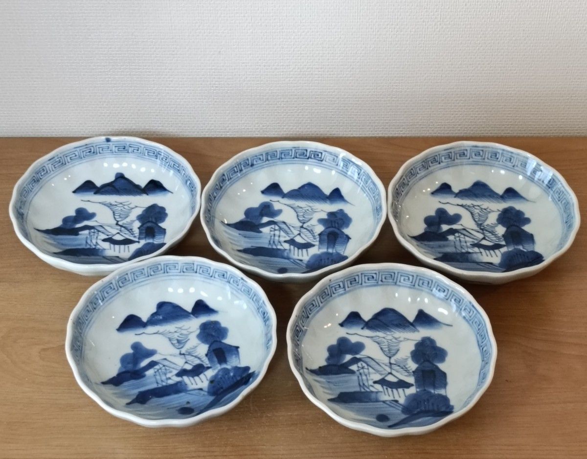 古伊万里 染付山水図なます皿 5枚揃い 伊万里焼｜Yahoo!フリマ（旧