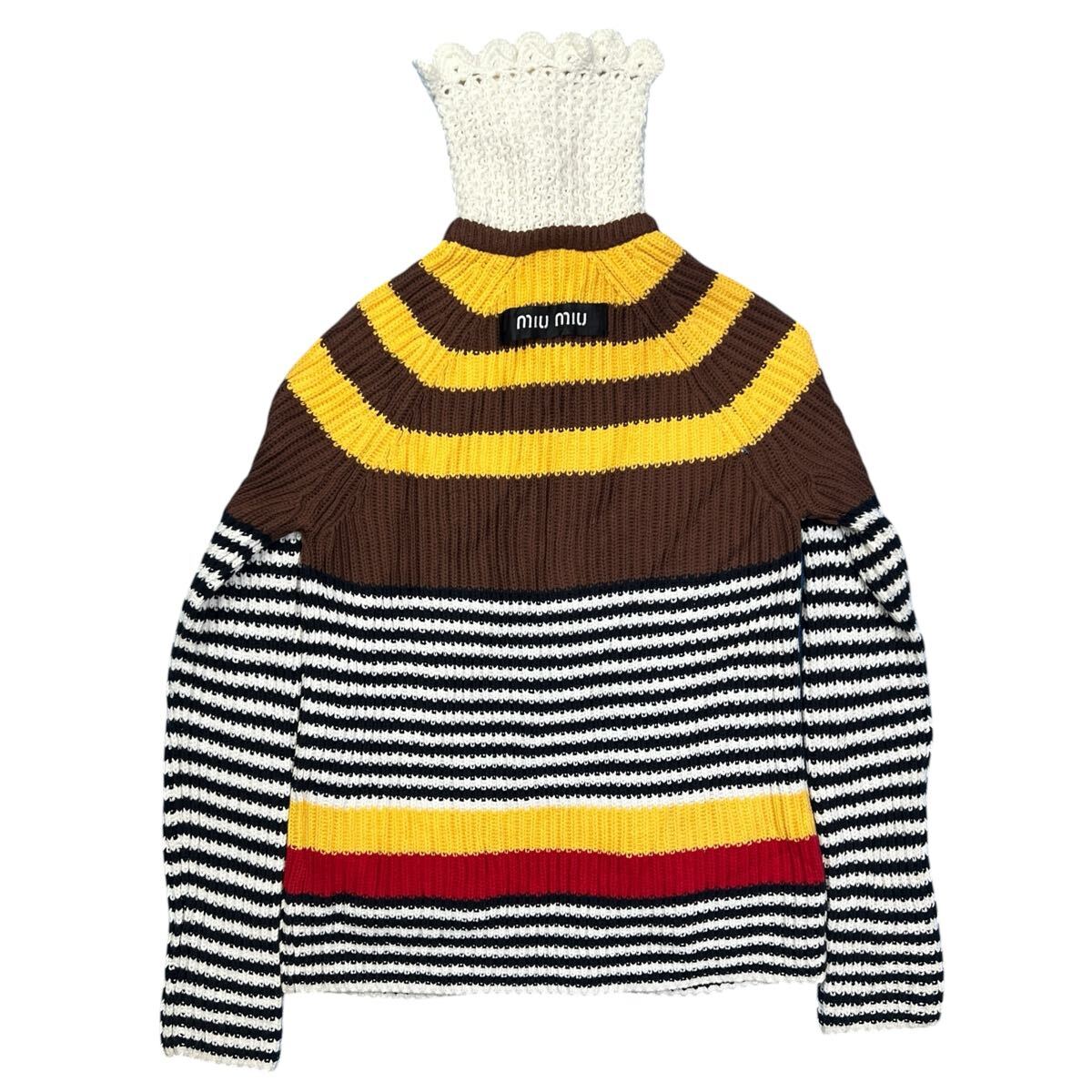 MIU MIU 2020AW Striped Mock Neck Cardigan ミュウミュウ ニット