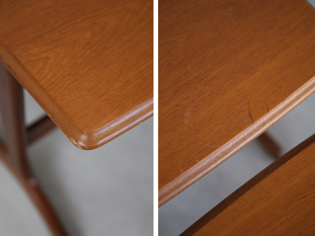 英国アンティーク木製ネストテーブル3台/収納式机/飾り棚/花台(92-57