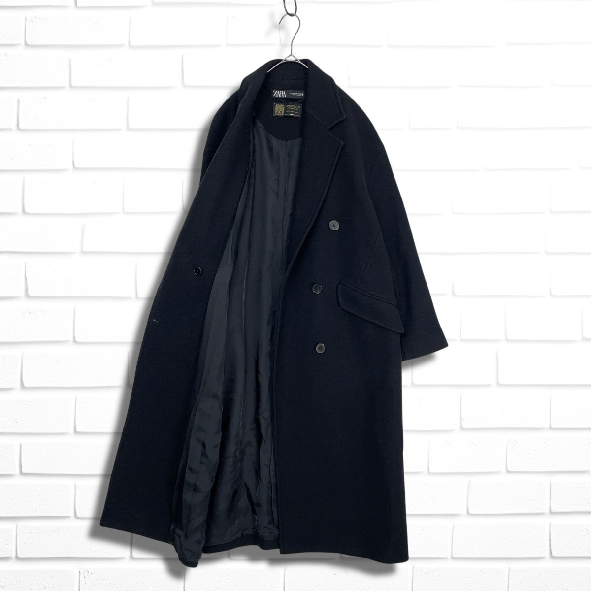 ZARA ザラ MANTECO イタリア生地 ウール ゆったり ロング コート 黒