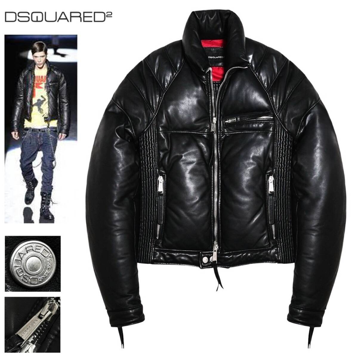 希少 美品 名作 DSQUARED2 ディースクエアード 極上羊革 ラムレザー