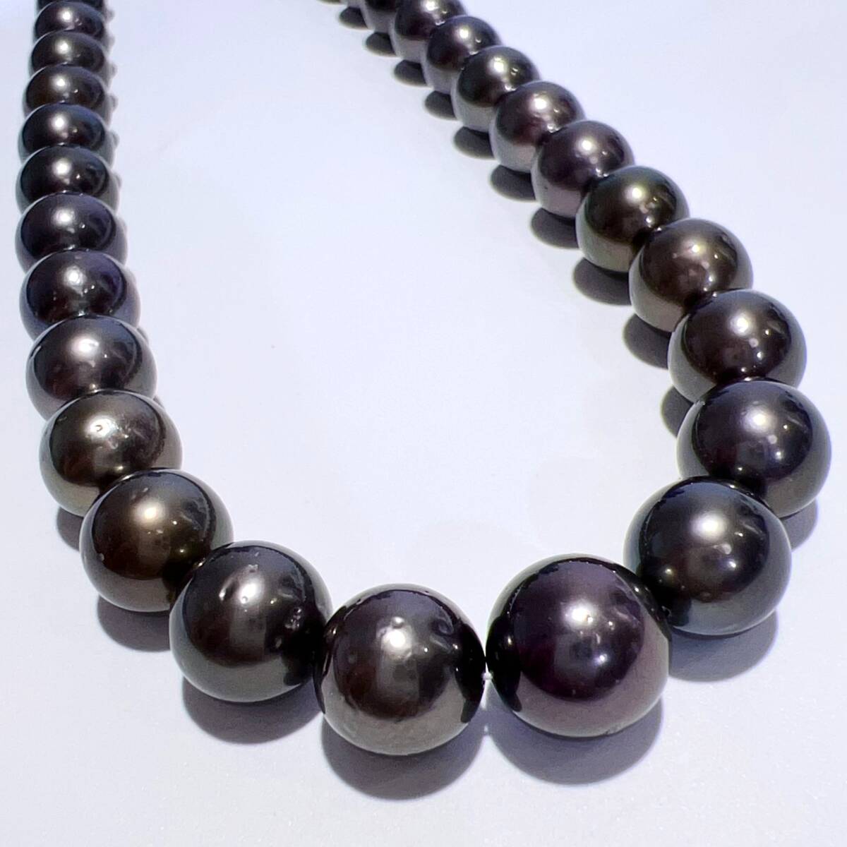 SV 天然 黒蝶 タヒチ ブラック パール ネックレス 本真珠 44 5cm BP8 4