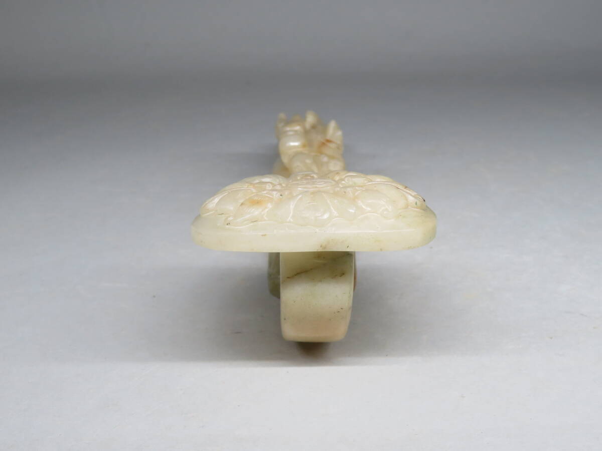 東】清時代 玉製如意/玉如意 和田玉/和田白玉/翡翠 中国美術/古