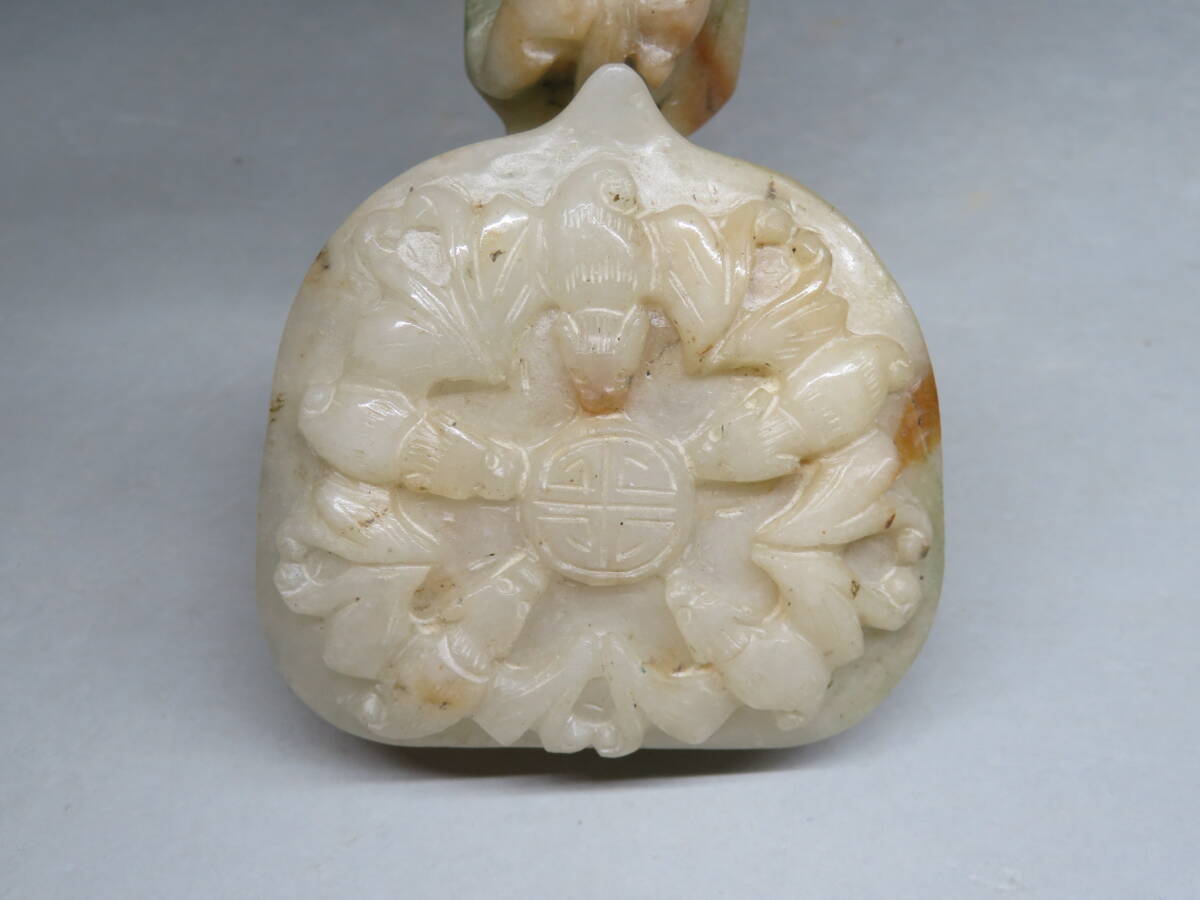 東】清時代 玉製如意/玉如意 和田玉/和田白玉/翡翠 中国美術/古