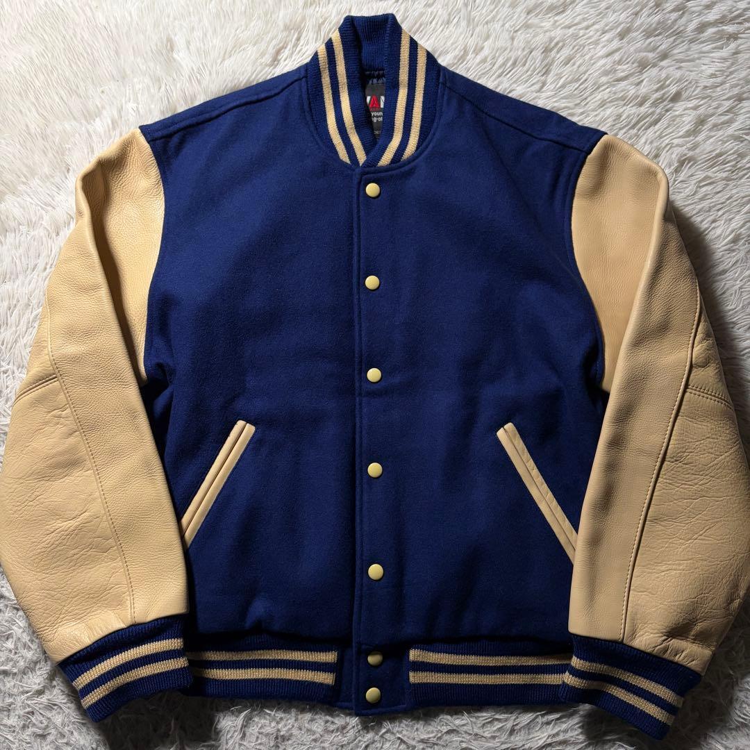 極美品/希少カラー/LLサイズ VAN JACKET スタジャン 袖レザー