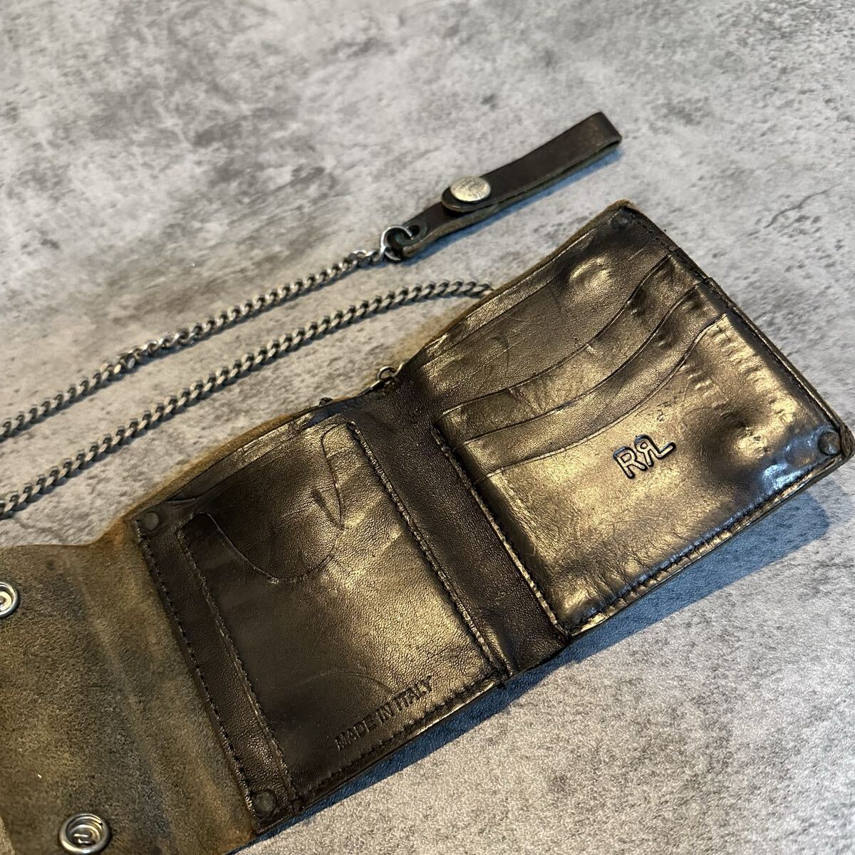 美品 RRL レザーウォレット ウォレットチェーン 財布 ラルフローレン