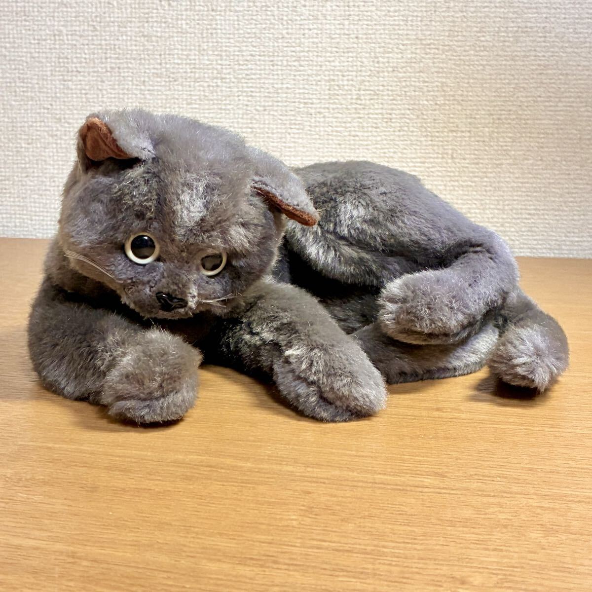 童心 猫 ねこ ネコ グレー ぬいぐるみ 日本製 昭和レトロ dousin