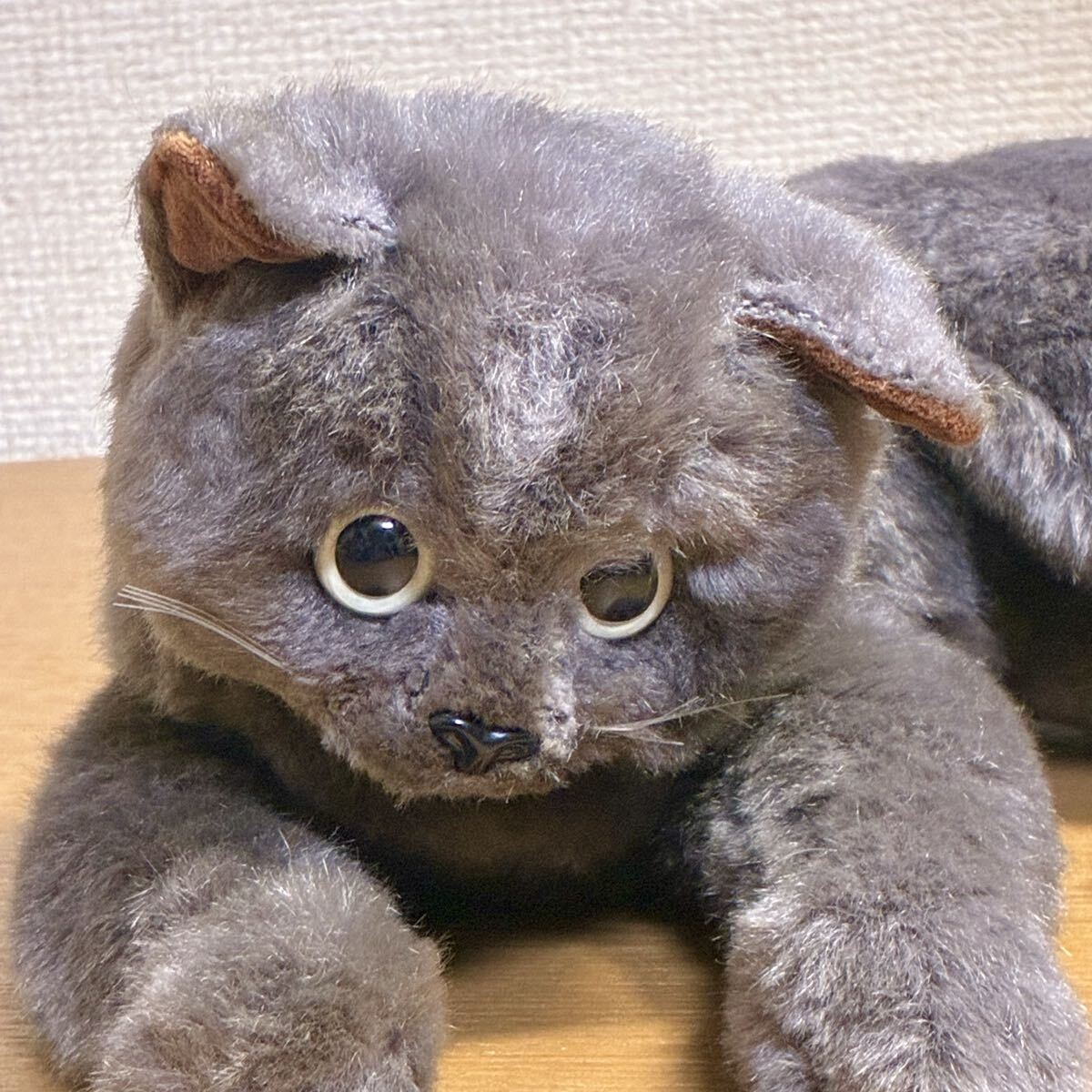 童心 猫 ねこ ネコ グレー ぬいぐるみ 日本製 昭和レトロ dousin