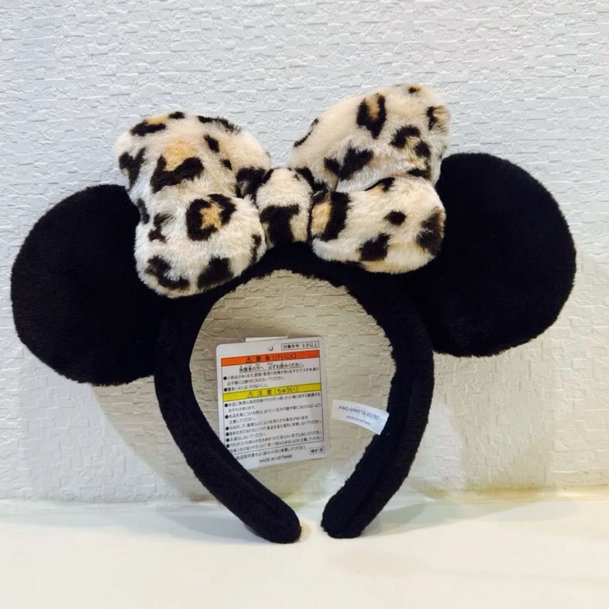 2025 新品 ディズニー ミニー カチューシャ ヒョウ柄 リボン ブラウン