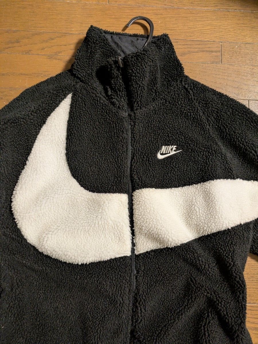 NIKE ナイキ ビッグスウォッシュ ボアジャケット ブラック ホワイト S