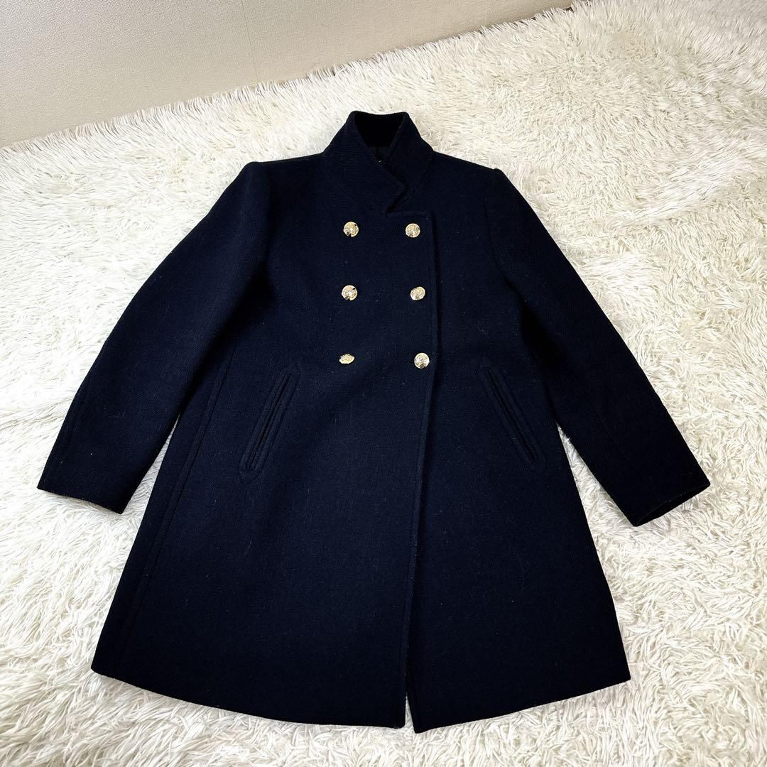 ZARA ダブルブレスト ハイネック ウール混 金ボタン ブラック ザラ