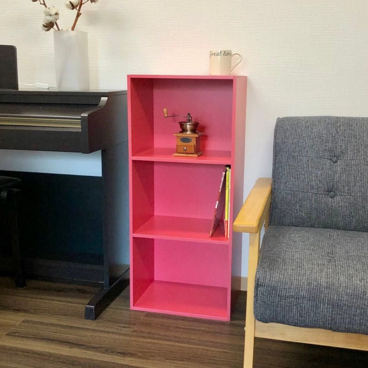 新品】カラーボックス3段 1個（コーラルレッド）3段ボックス 3段