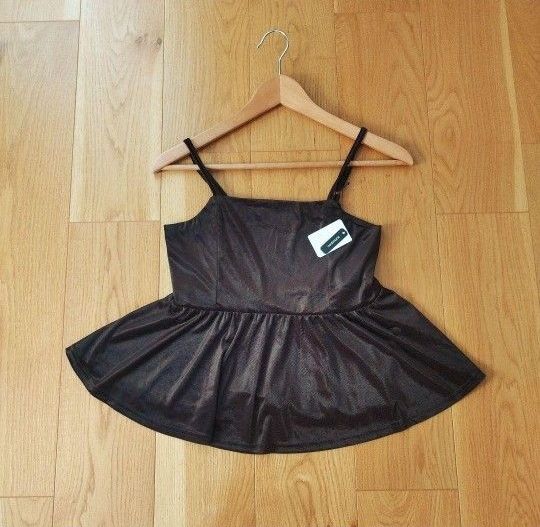 新品 タグ付 coca ベロア ビスチェ キャミソール ペプラム ブラウン S