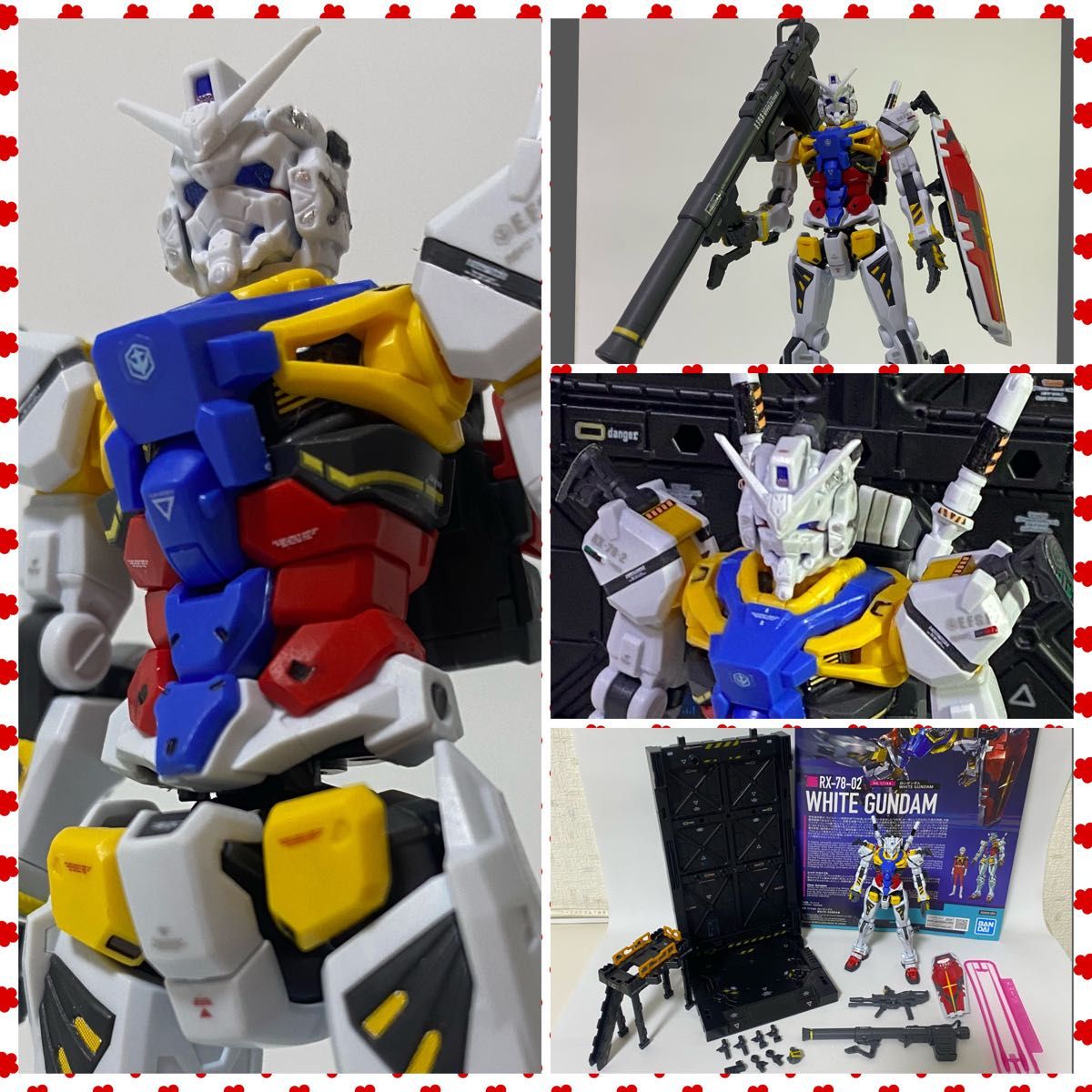 白いガンダム【組立済】ガンプラ HG ジオラマベース 階段ベース セット