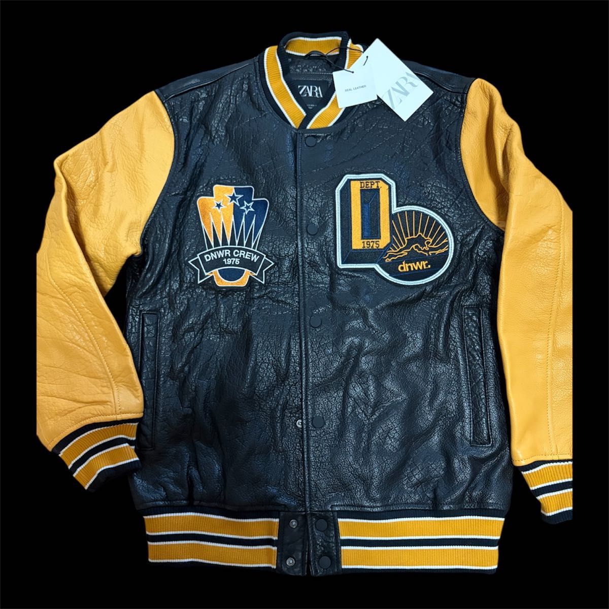 ZARA オールレザースタジャン ボンバージャケット Lサイズ｜Yahoo