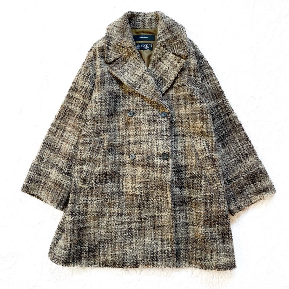 ジャーナルスタンダード BALLI ツイードビッグカラーミドルコート