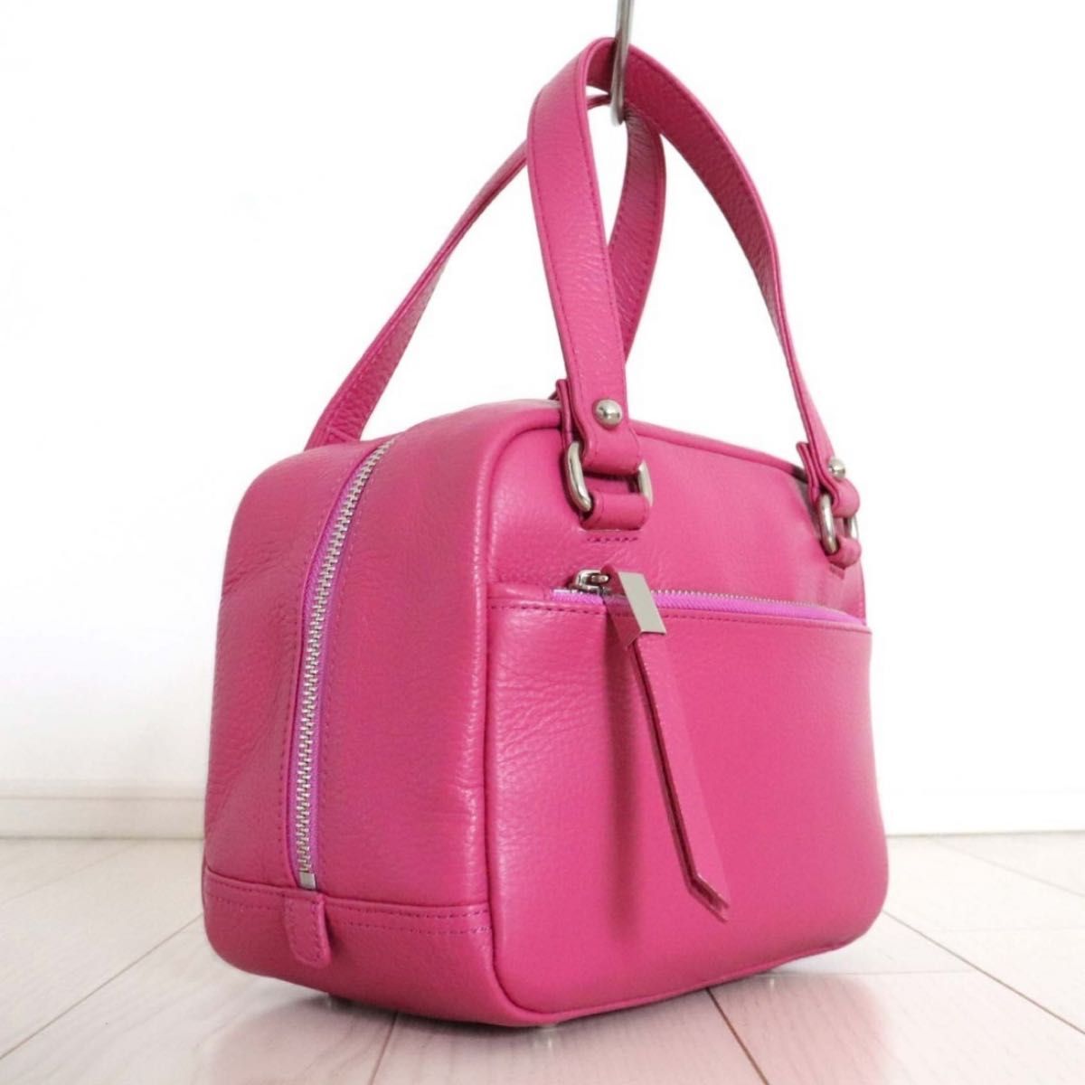 良品 den HAMANO 傳濱野 カリーナ レザー ハンド バッグ ピンク｜Yahoo