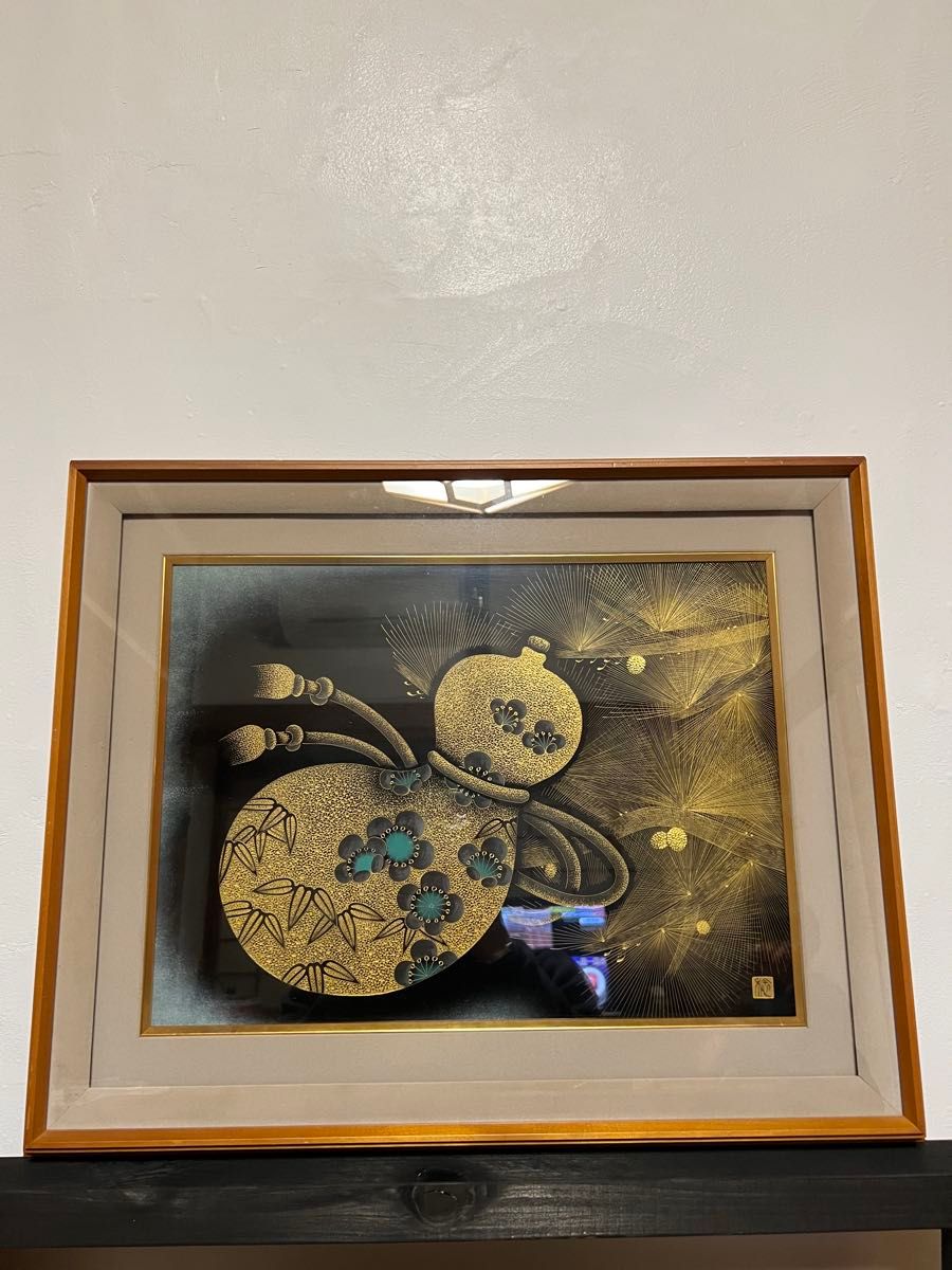 輪島塗 絵画 沈金 インテリア 純金 彫金画 壁掛け 額装 ひょうたん