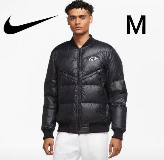 NIKE MA1ダウンジャケット ブラック ロゴ刺繍 ボンバージャケット