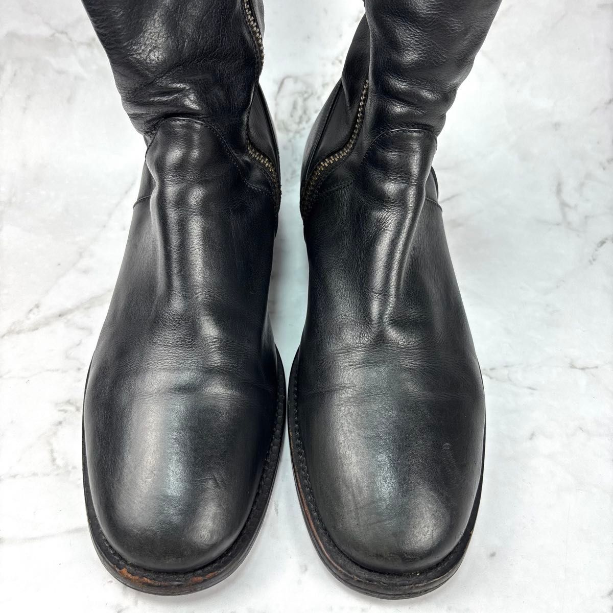 美品】BUTTERO ブラック 本革 レザー サイドジップ ブーツ 41 27