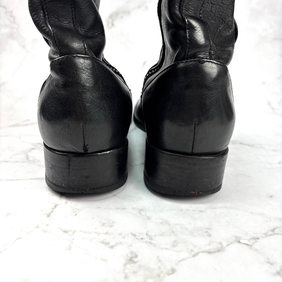美品】BUTTERO ブラック 本革 レザー サイドジップ ブーツ 41 27