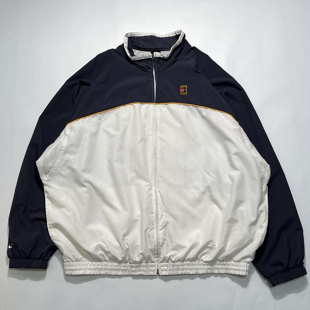90's NIKE ナイキ ナイロンジャケット XL 紺 ネイビー 刺繍スウッシュ