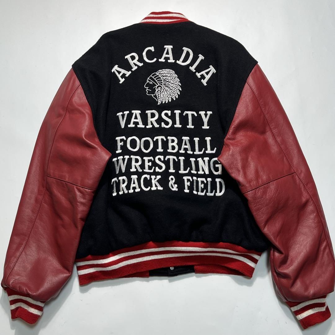 HOLLOWAY ホロウェイ USA製 袖レザー スタジャン インディアンヘッド