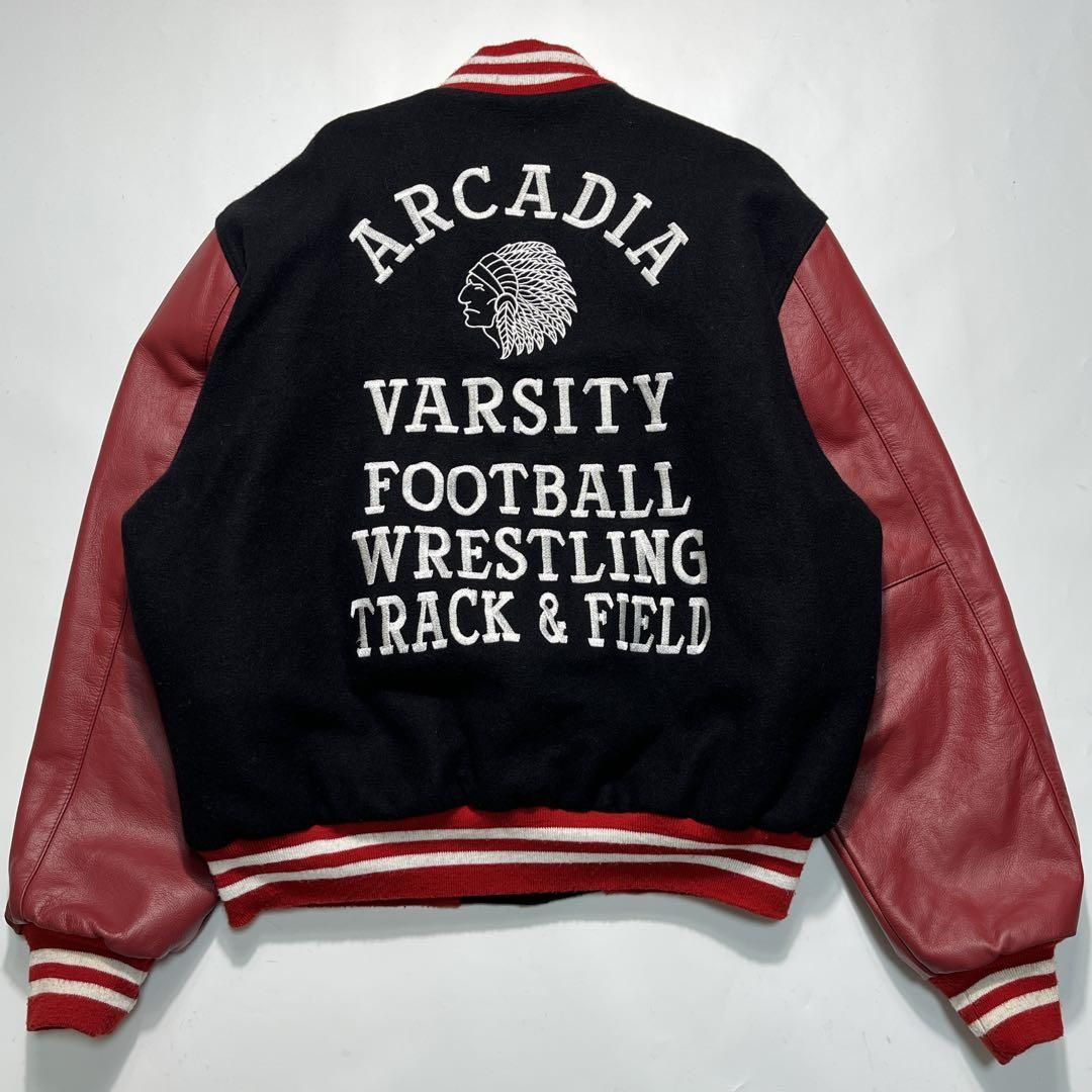 HOLLOWAY ホロウェイ USA製 袖レザー スタジャン インディアンヘッド