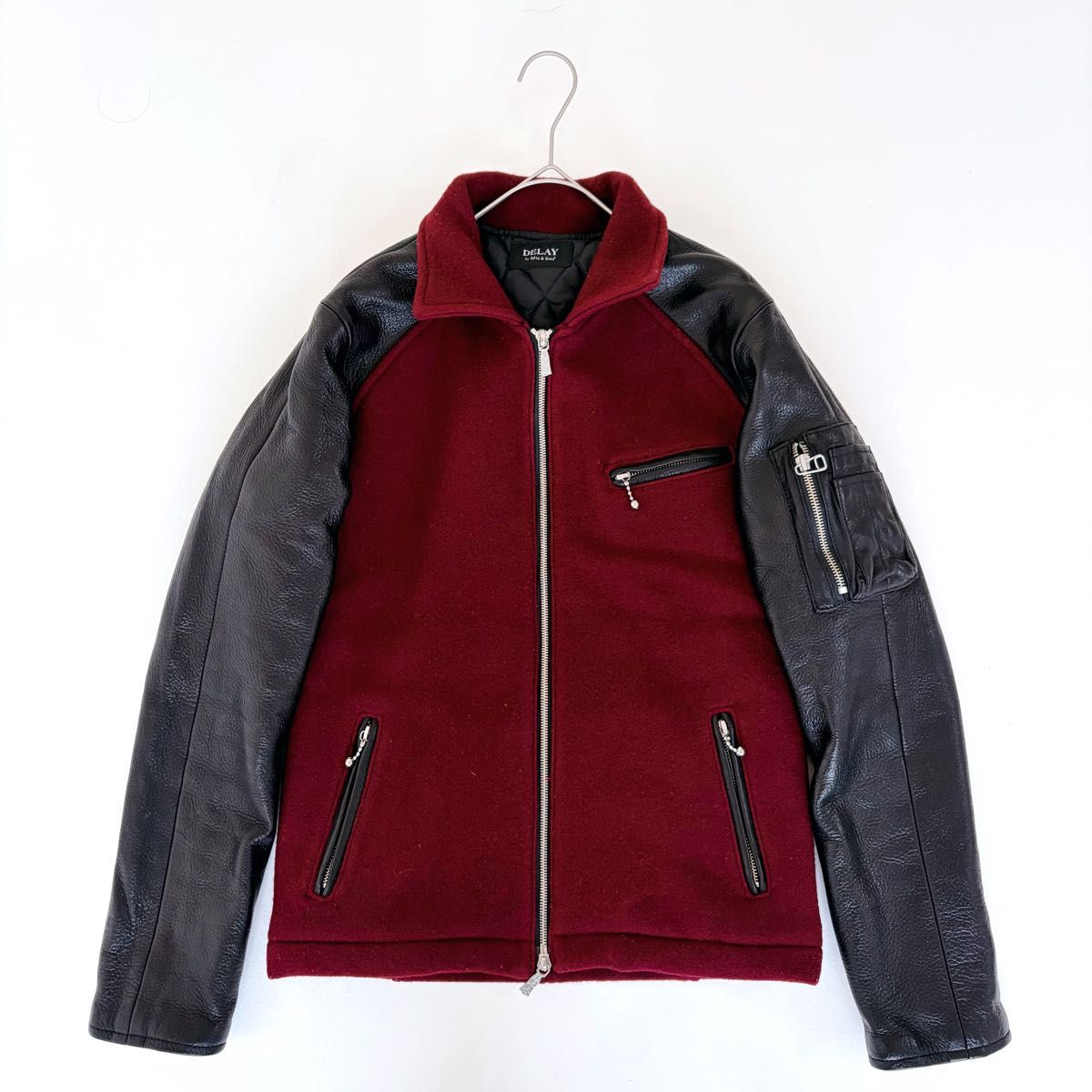 DELAY ディレイ スタジャン 鹿革 レザー ウール キルティング アウター