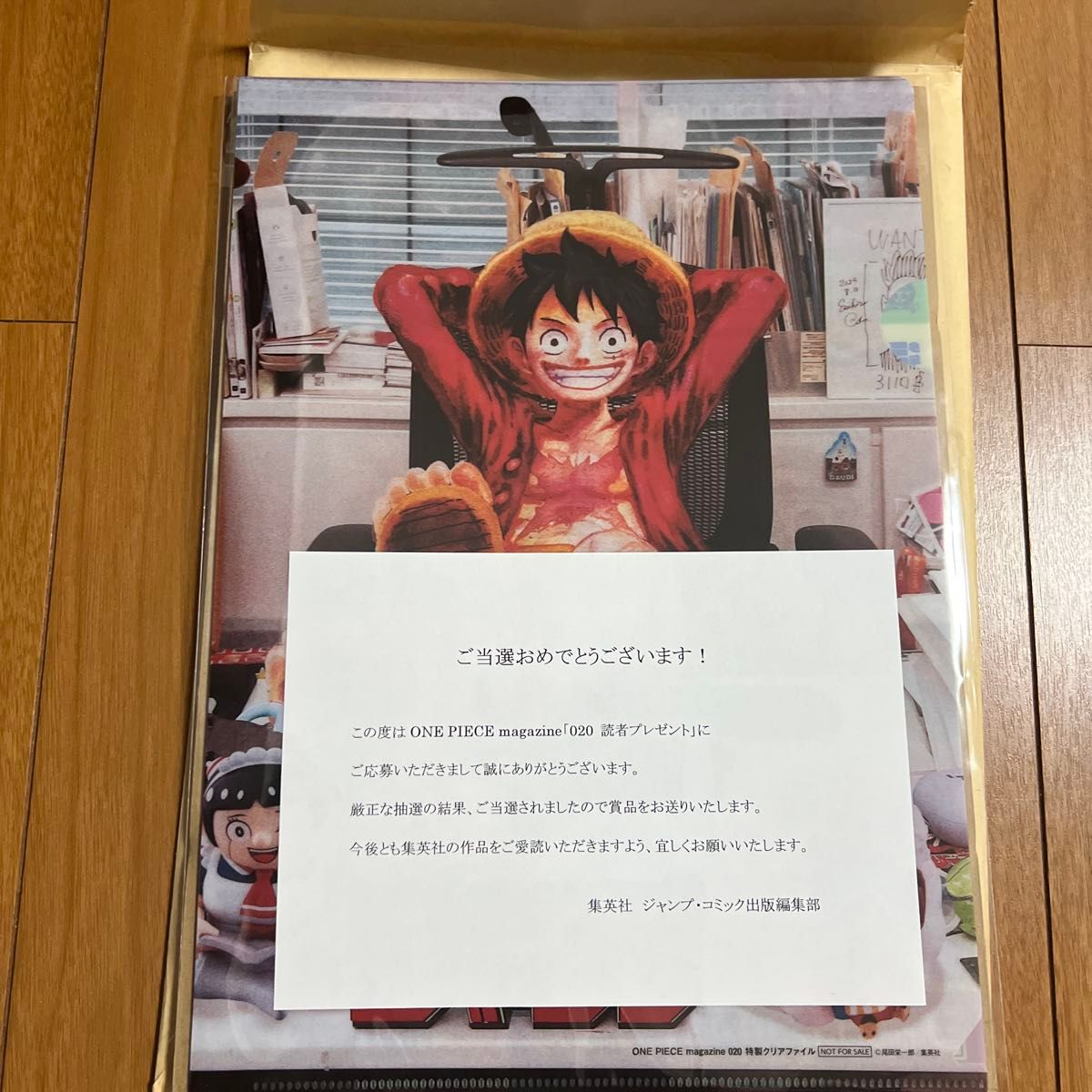 ワンピースマガジン020 読者プレゼント特製クリアファイル 当選品