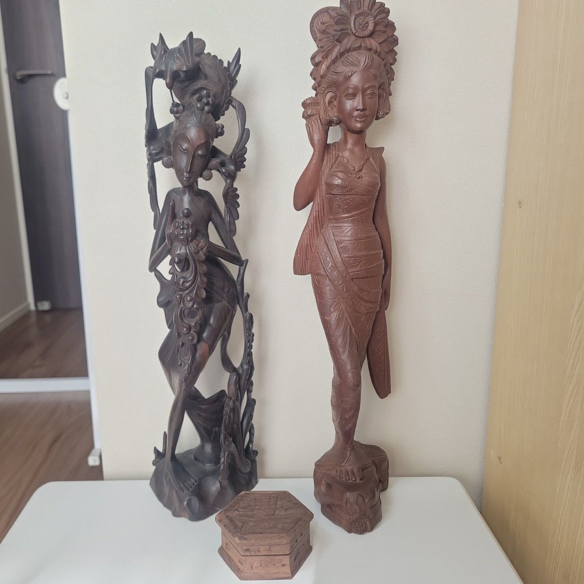 木製 アジアン 女性像 彫刻 まとめて 送料無料 置物 像 木彫り バリ島