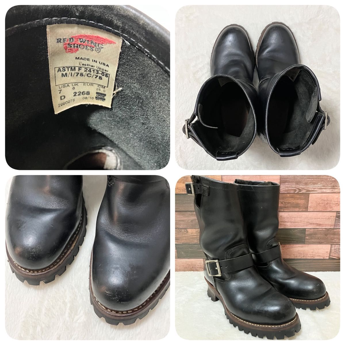 美品 RED WING エンジニアブーツ 2268 革靴 25 0 黒 ビブラム｜Yahoo