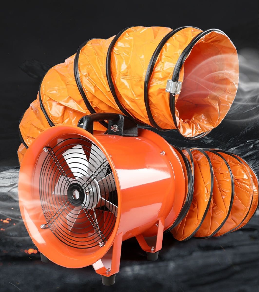 新品口径300業務用扇風機 オレンジ ダクトホース5m付き 口径300業務用