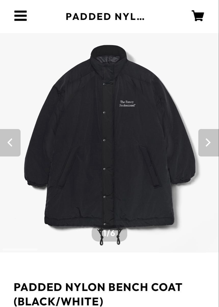 ENNOY Padded Nylon Bench Coat Black/White XL｜Yahoo!フリマ（旧