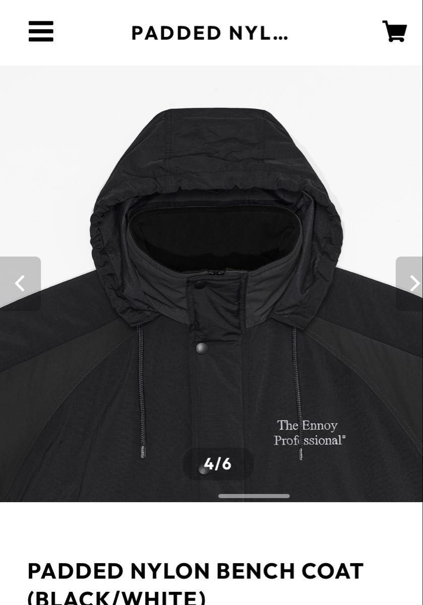 ENNOY Padded Nylon Bench Coat Black/White XL｜Yahoo!フリマ（旧