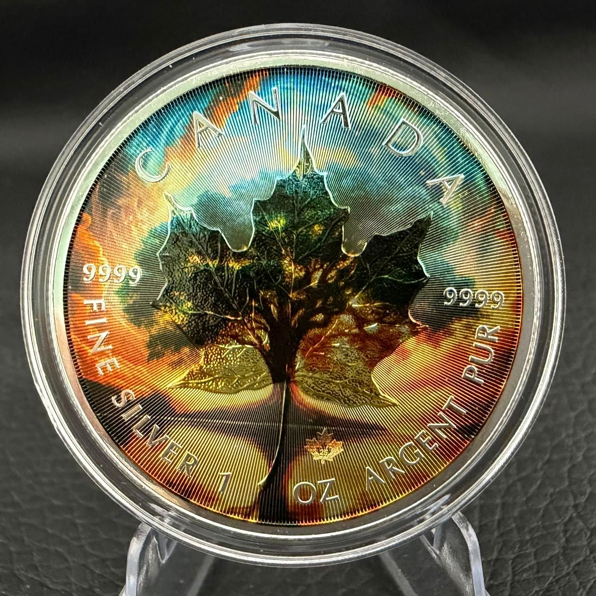 世界100枚限定 】カナダ メイプルリーフ 銀貨 カラー Tree of Life