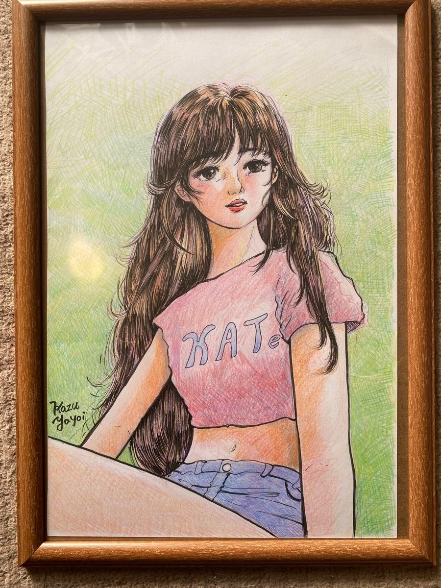 手描きイラスト オリジナル 女の子 色鉛筆画 Kazu Yayoi｜Yahoo!フリマ