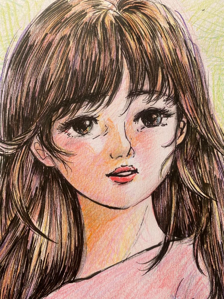 手描きイラスト オリジナル 女の子 色鉛筆画 Kazu Yayoi｜Yahoo!フリマ