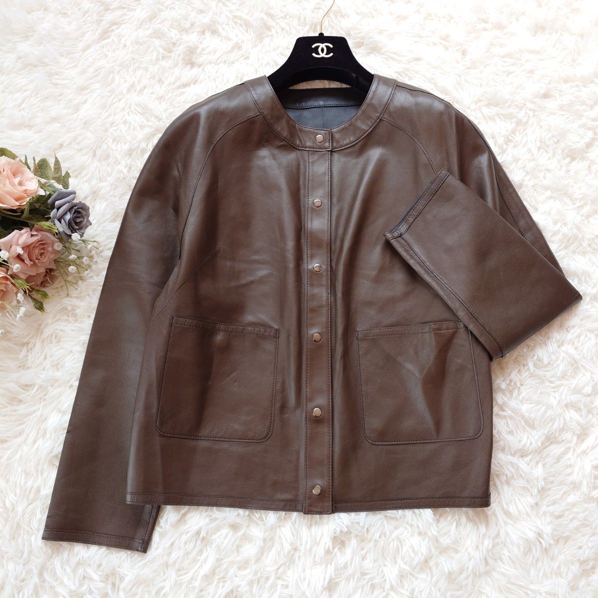 新品 元町ゼラール Zelal リバーシブル ノーカラー ライダースレザー