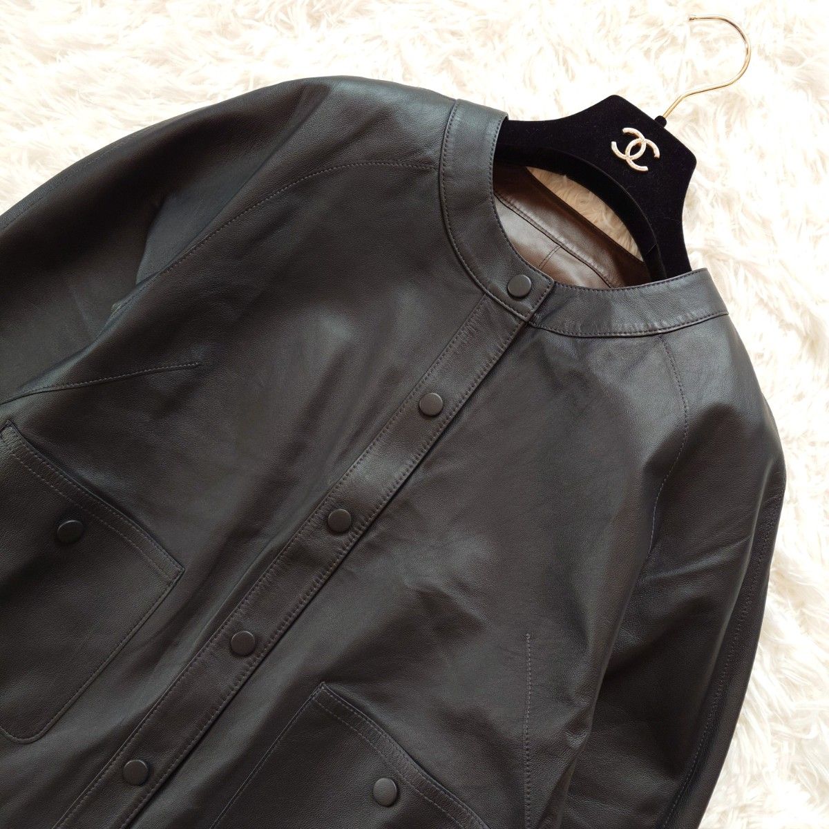 新品 元町ゼラール Zelal リバーシブル ノーカラー ライダースレザー