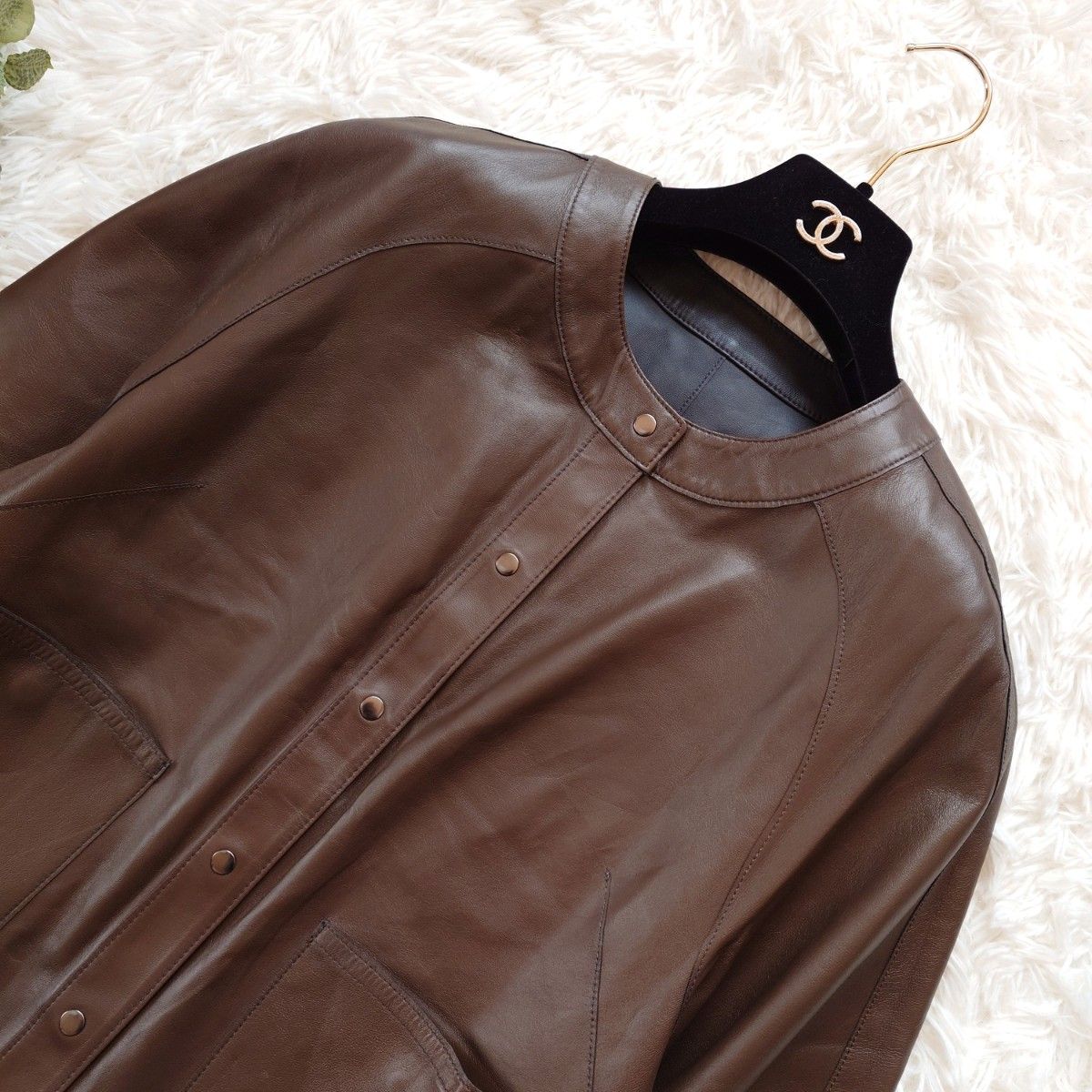 新品 元町ゼラール Zelal リバーシブル ノーカラー ライダースレザー