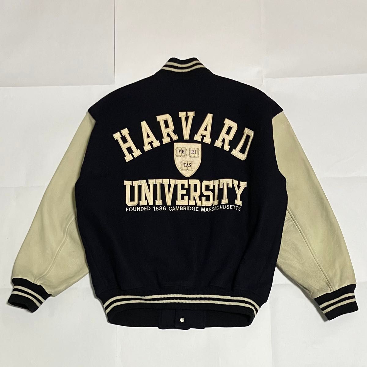 人気】HARVARD UNIVERSITY スタジャン 中綿ジャケット 牛皮レザー