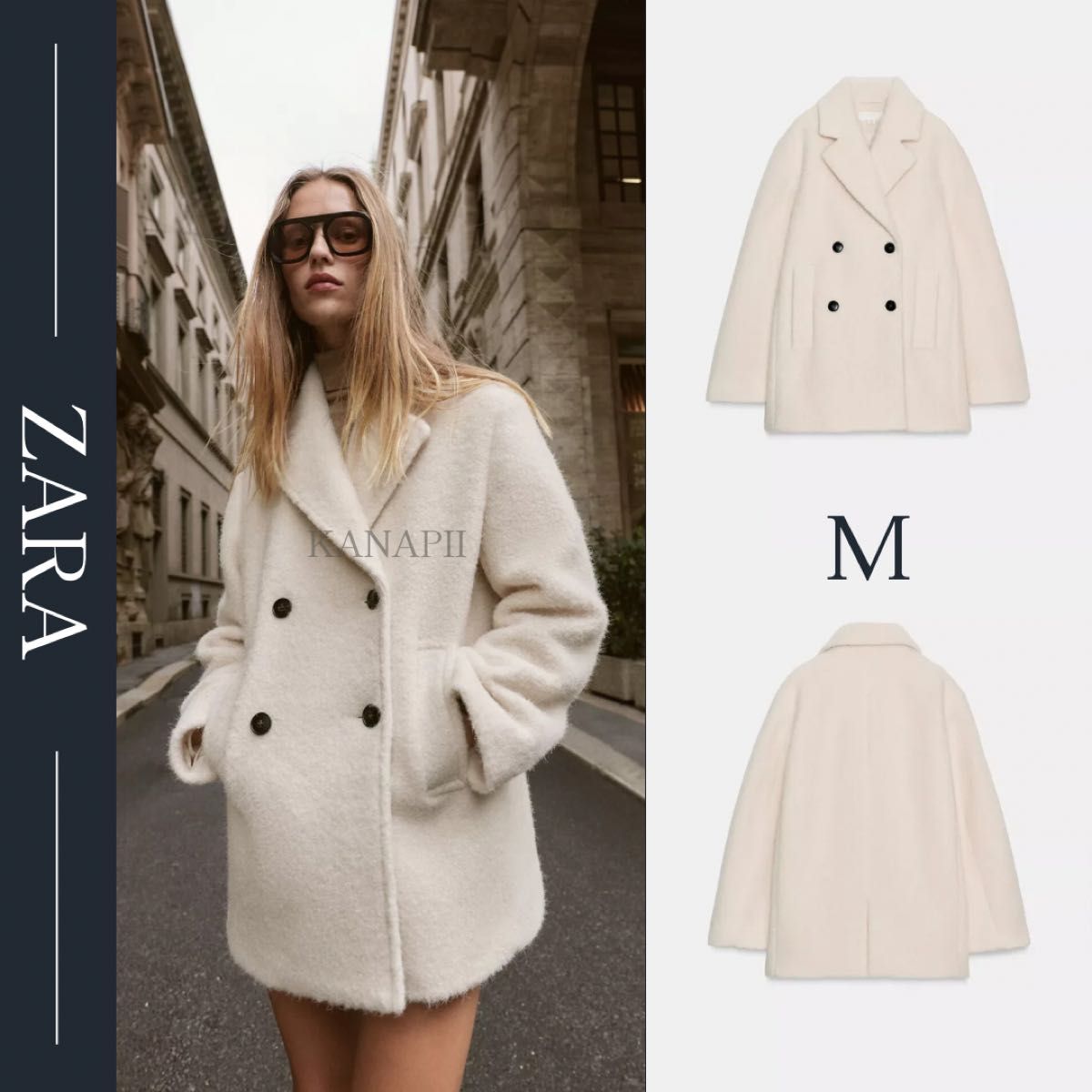 ZARA ブークレダブルブレストコート M 新品｜Yahoo!フリマ（旧PayPay
