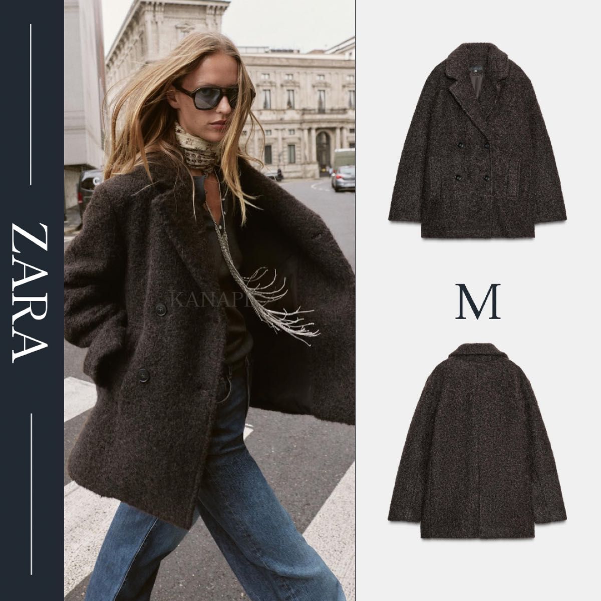 ZARA ブークレダブルブレストミディ丈コート M 新品｜Yahoo!フリマ（旧