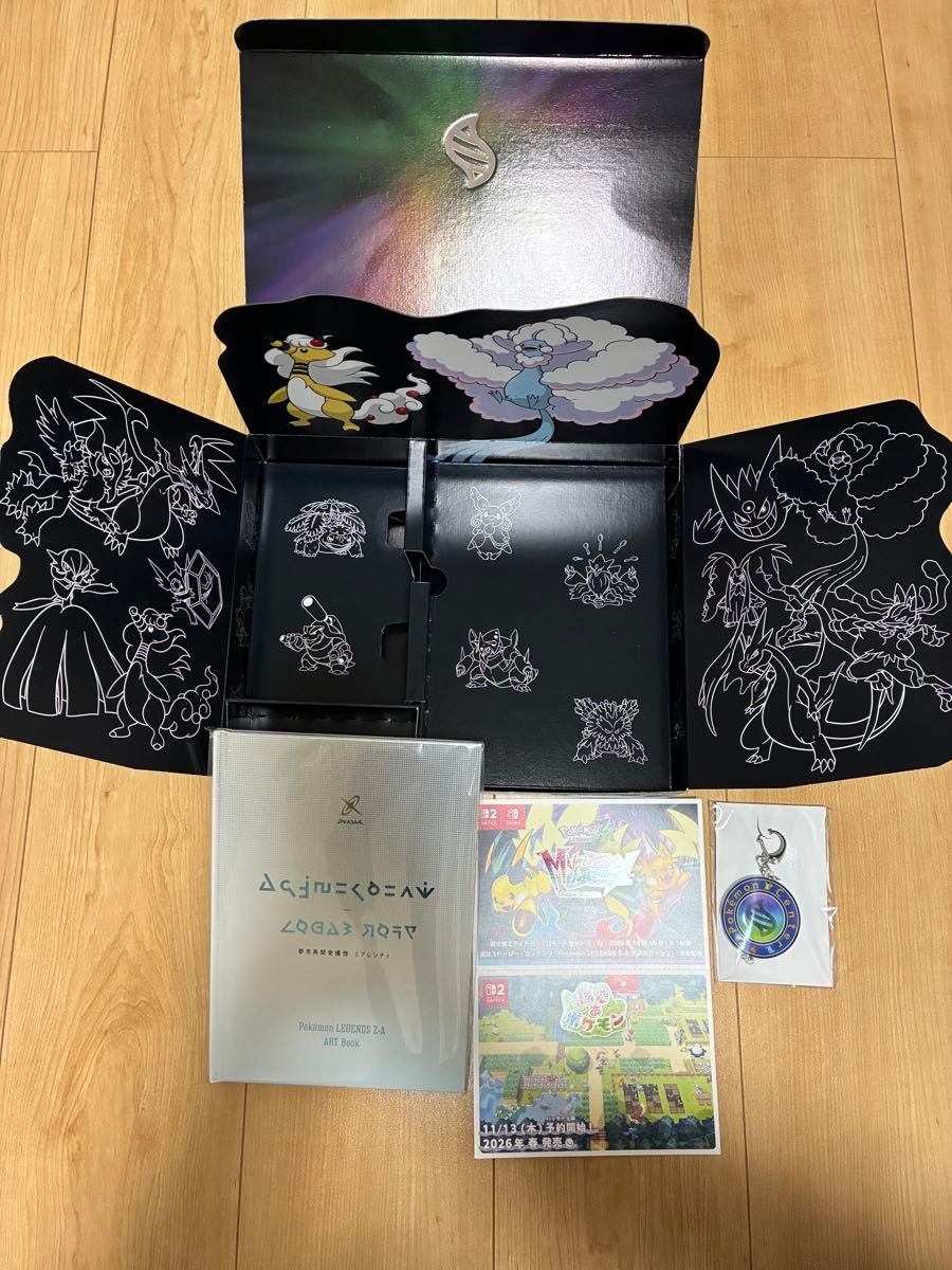 箱以外は未開封新品 ポケモンZ A の空箱とキーホルダーとアートブック