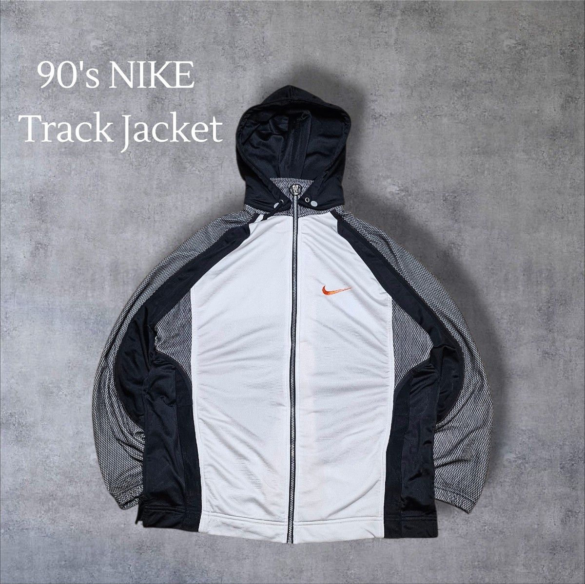 90s NIKEナイキ 白タグ トラックジャケット ジャージ スウッシュ刺繍