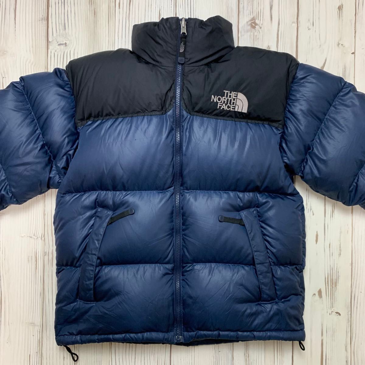 ノースフェイス ヌプシ ダウンジャケット メンズ S 紺 700fp 刺繍ロゴ