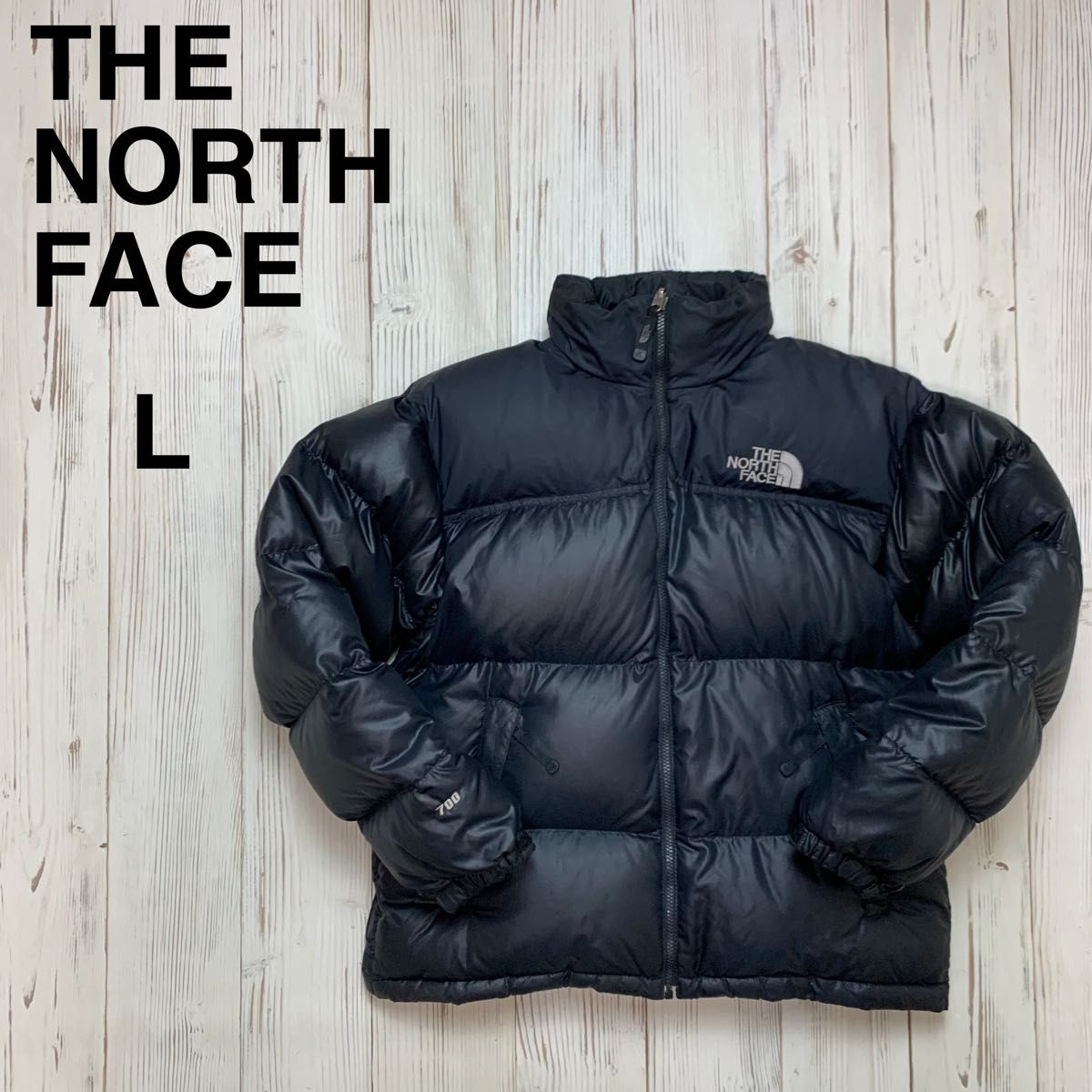 ザノースフェイス ダウンジャケット ヌプシ メンズ L 黒 刺繍ロゴ