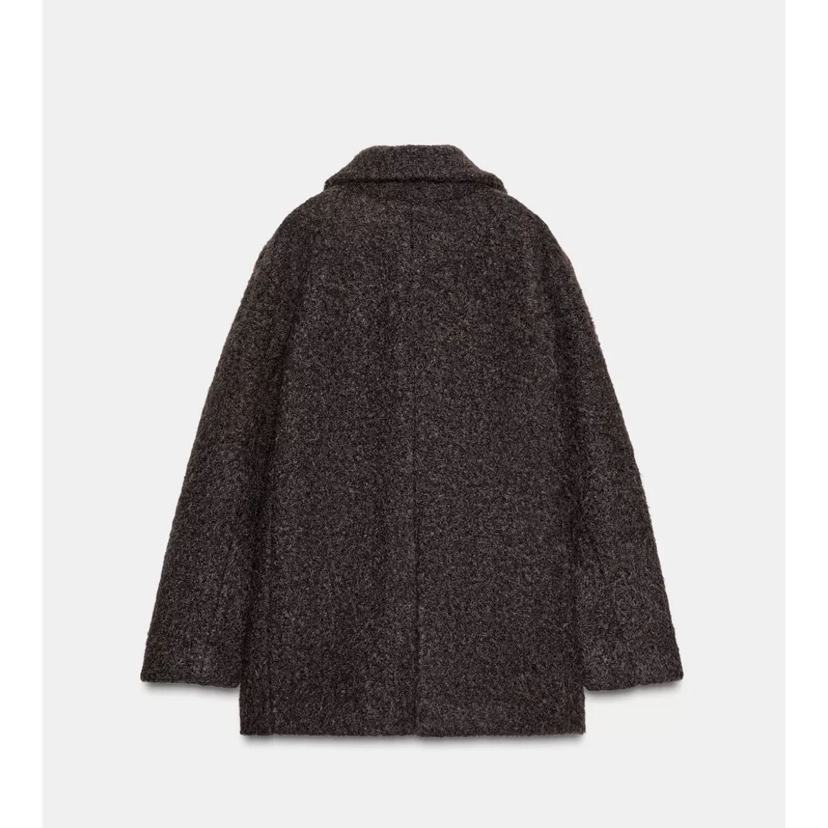 タグ付き新品 ZARAのブークレダブルブレストミディ丈コート Lサイズ